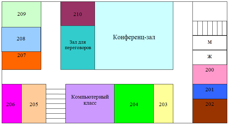 Схема аренды офисов 2 этаж Административное здание